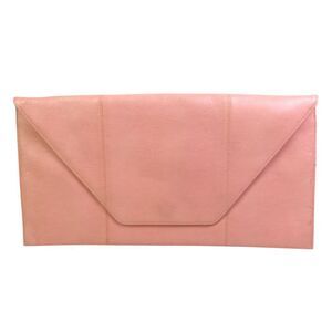 Halogen POWDER PINK REAL LEATHER CHAIN STRAP ENVELOP SHOULDER BAG HANDBAG CLUTCH